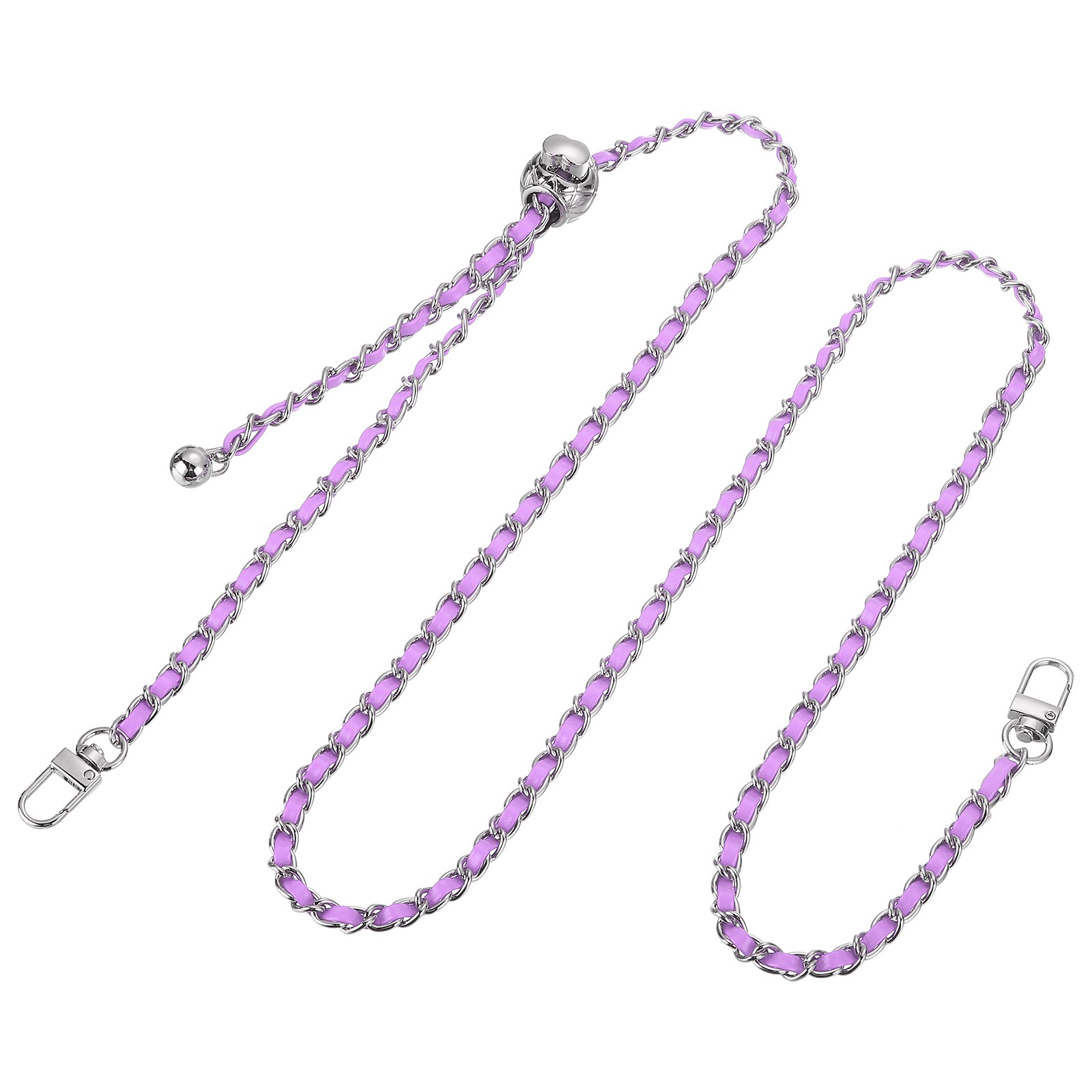 Purse Chain Strap, 53 Inch Adjustable Chains Strap Purple/Silver