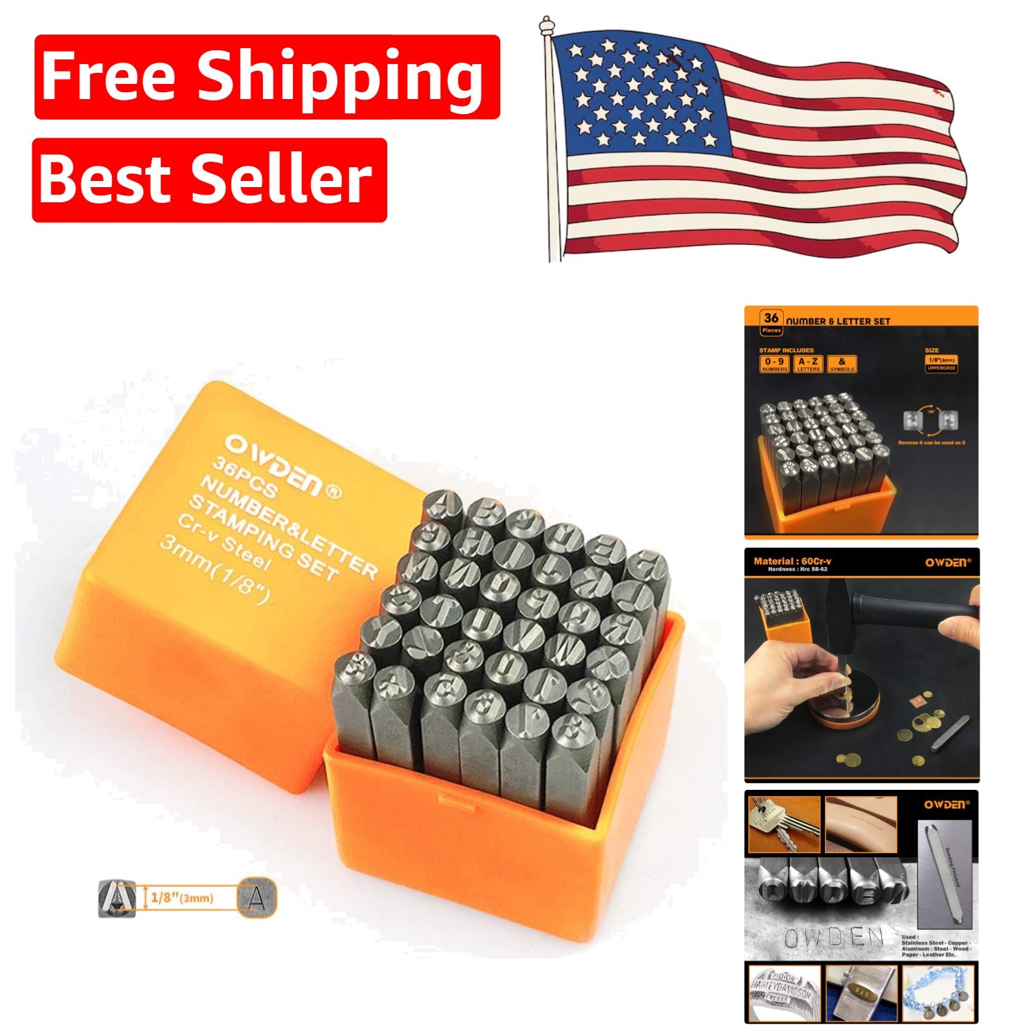 Professional 36Pcs. Steel Metal Stamping Set - 1/8” for Perfect Jewelry Imprints