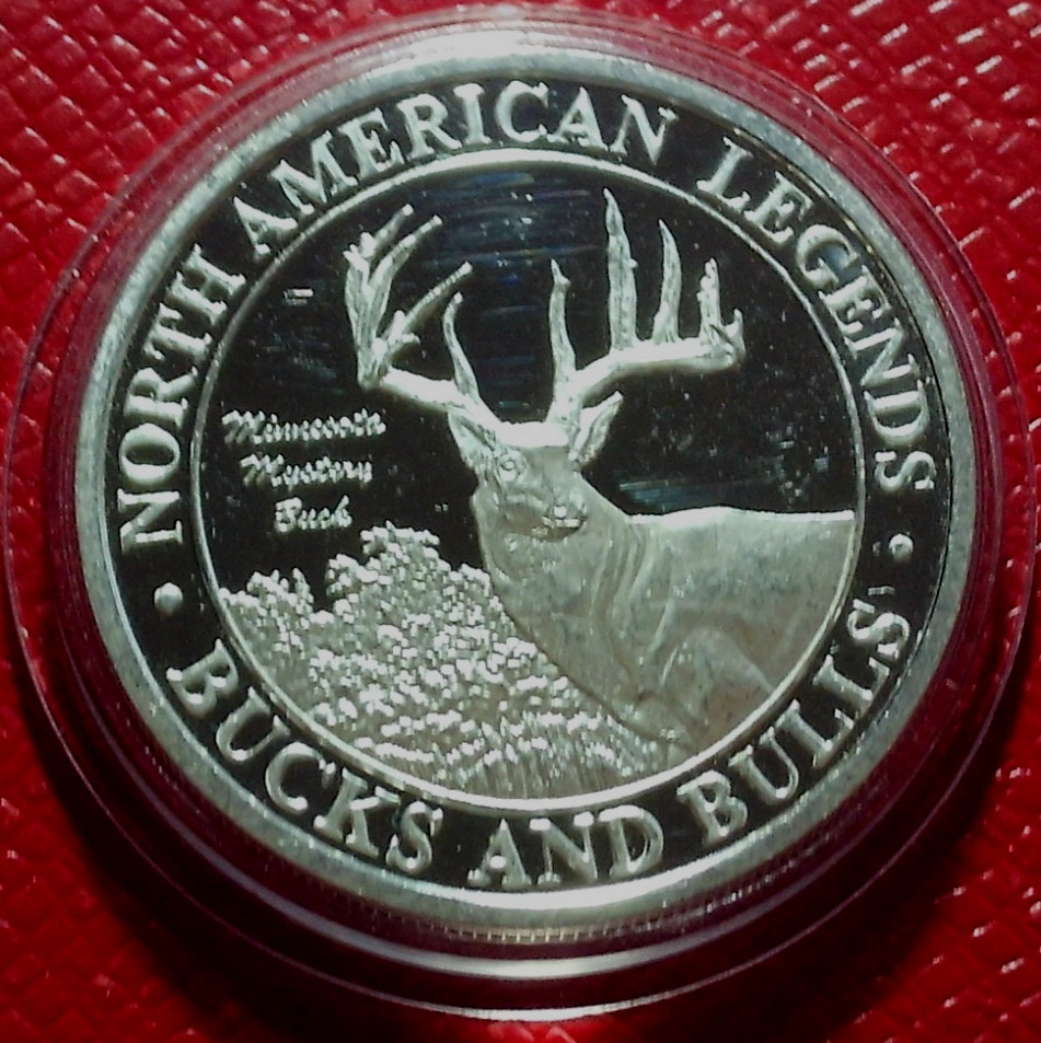 Minnesota Mystery Buck Art Round-North American Legends  1 Troy oz. 999 Silver