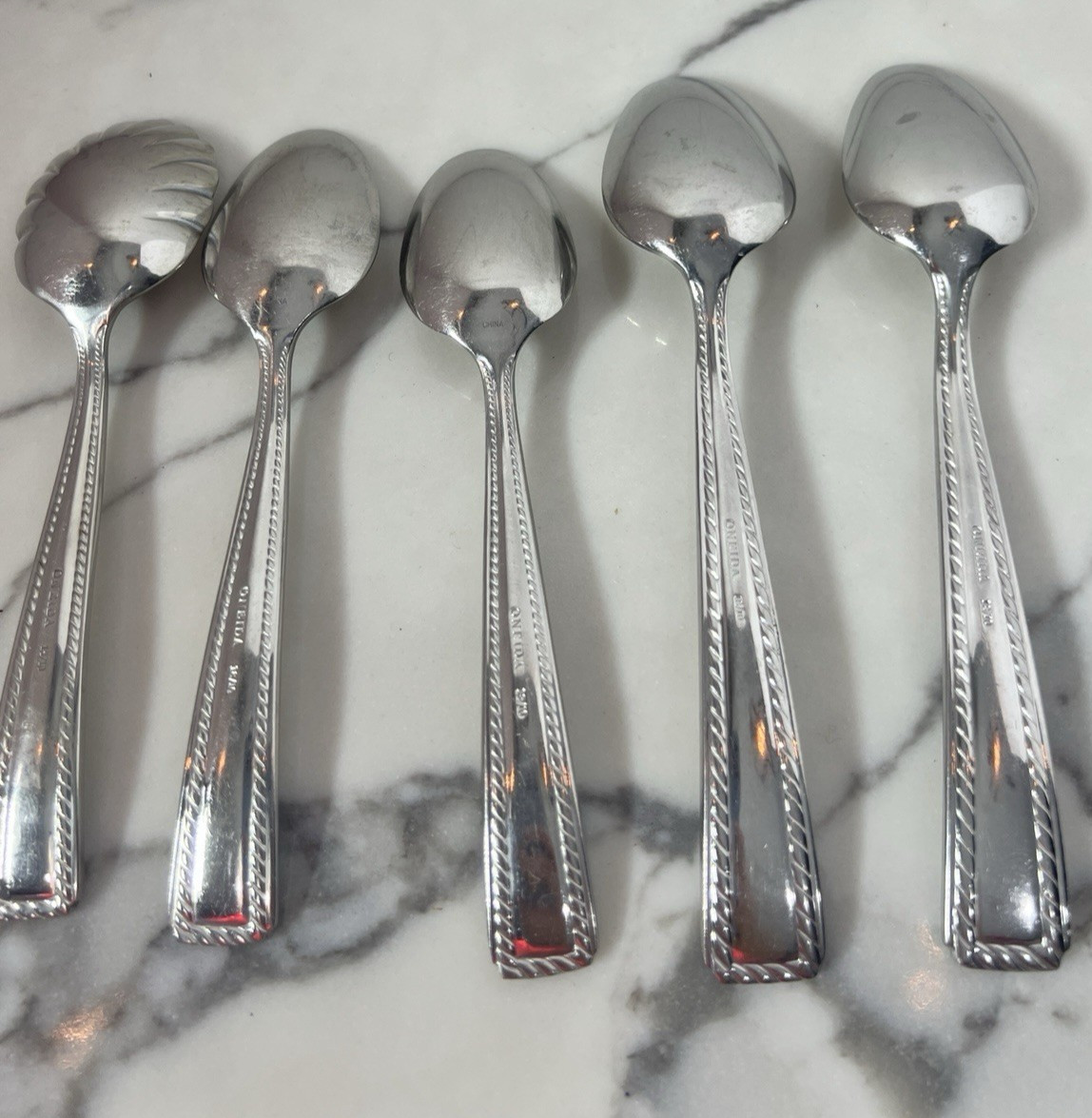 5 Spoons Oneida Stainless Flatware IVY FLOURISH 18/10 Silverware