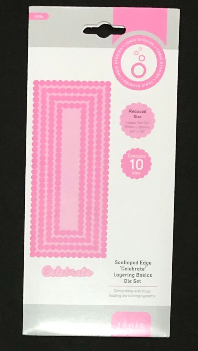 New Tonic Studios Slimline Scalloped Edge Layering Die Set "Celebrate" $22 Value
