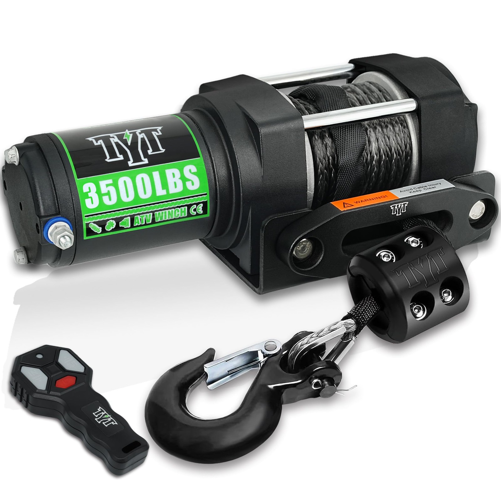 3500lbs Electric Winch 12V w/ 7/32"x 30FT Synthetic Rope Towing Off-Road ATV UTV