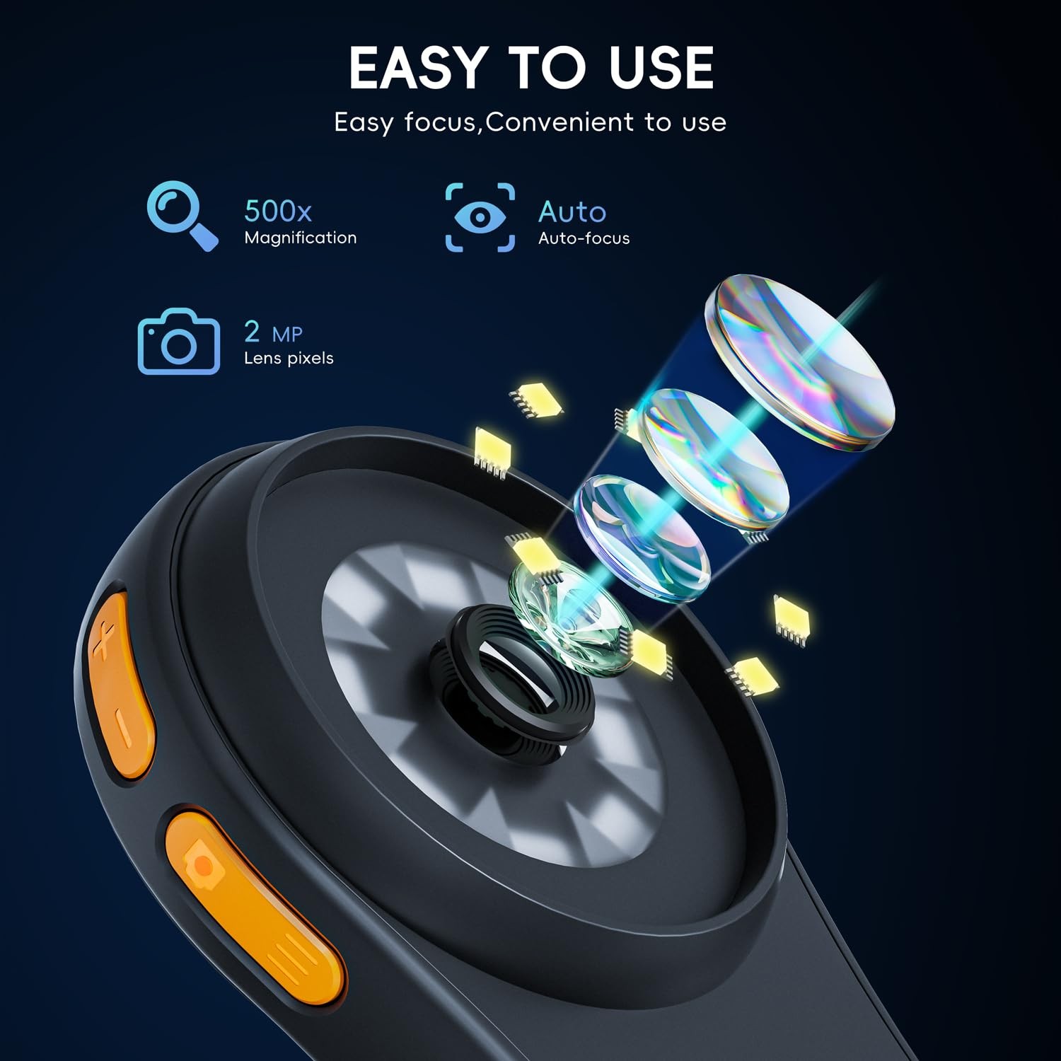 SKYBASIC 500X Macro Handheld Digital Microscope 2" IPS Screen PC Compatible Port