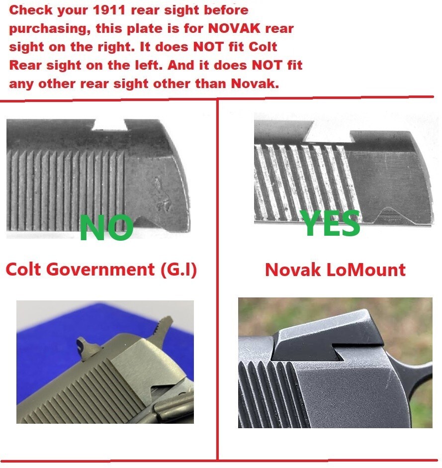 NOVAK/Adjustable 1911 Pistol Mount Plate for Burris Fastfire, ADE Red Dot Sight