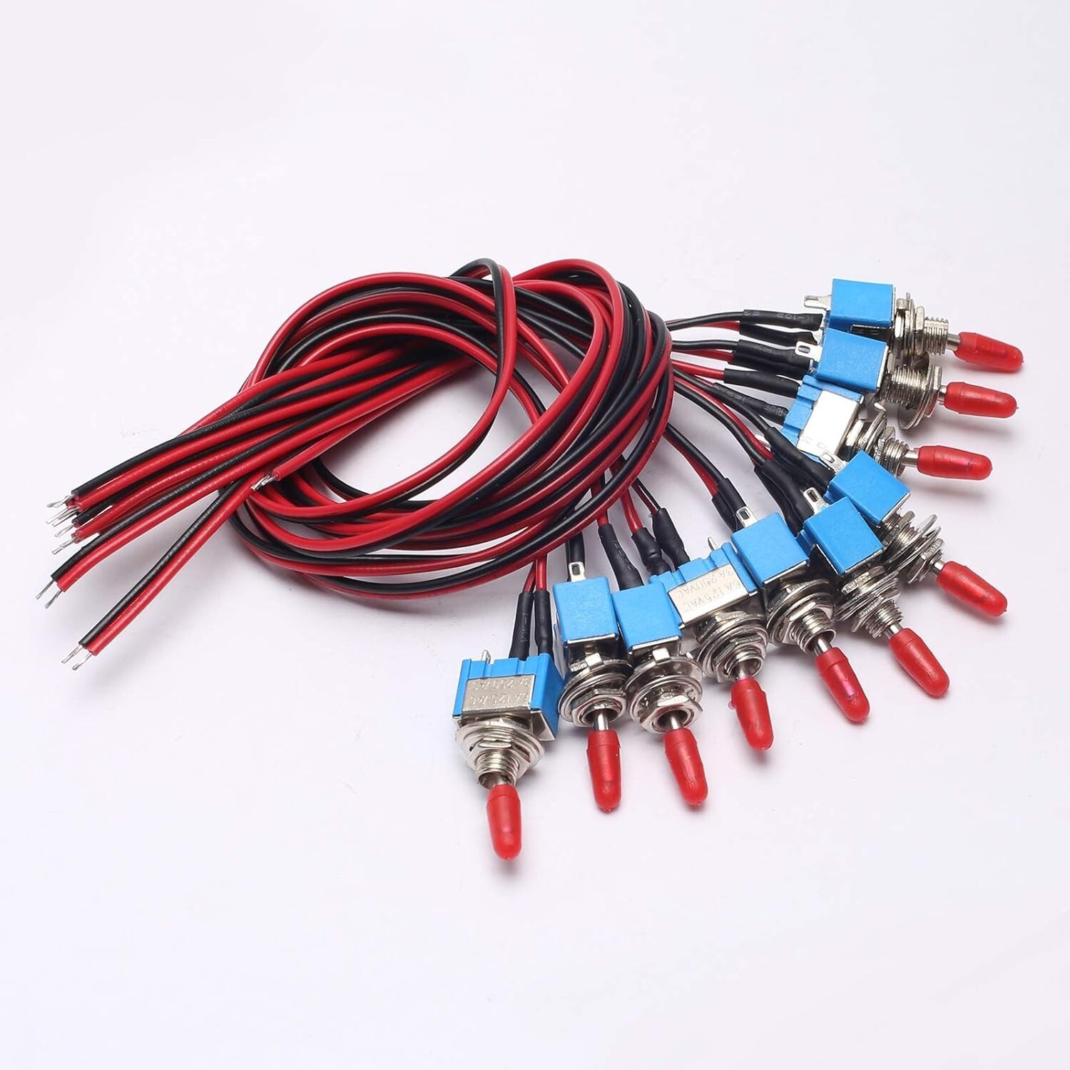 10PCS SPST Mini Toggle Switch Wires On/Off Metal Small Automotive/Boat/Car/Truck