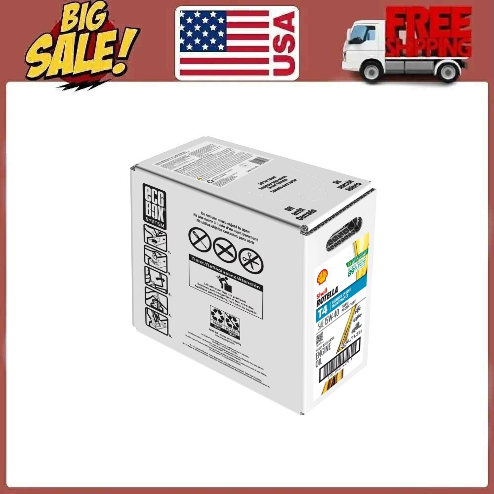 Shell Rotella T4 Triple Protection 15W-40 Diesel Engine Oil, 3 Gallon
