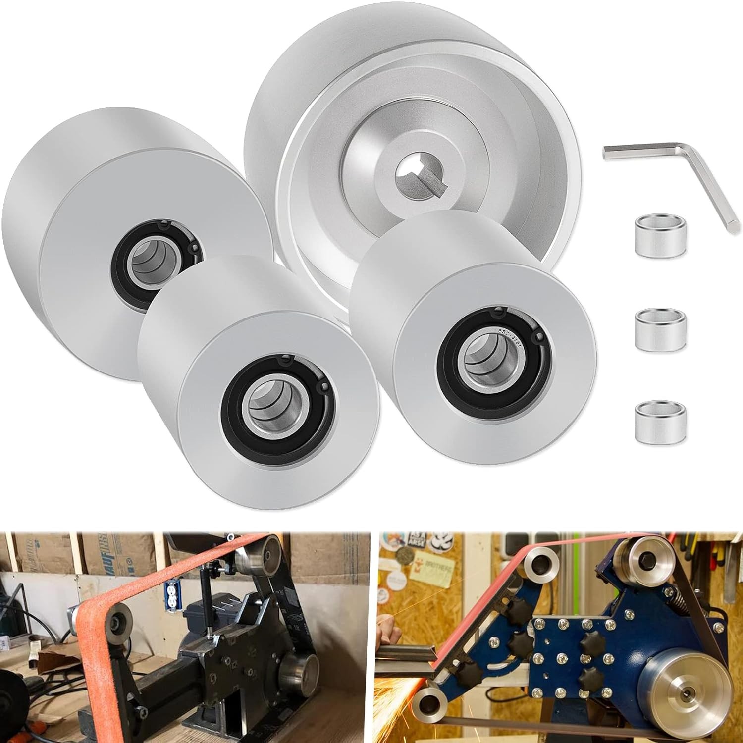 2x72 Belt 'n Grind Jr. Knife Grinder Complete Wheels & Drive Wheel 5/8-3-2 Arbor