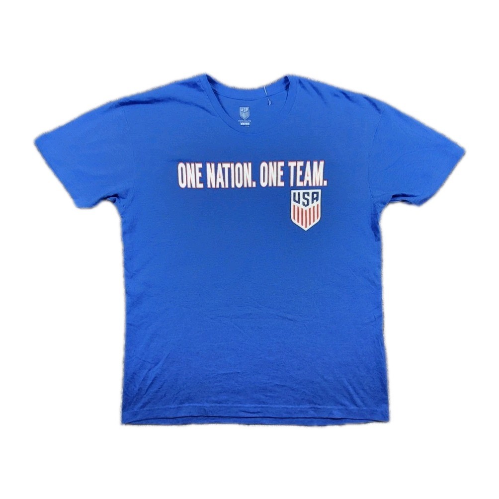 USA United States Soccer Federation Adult Short Sleeve Slogan TShirt Blue Large