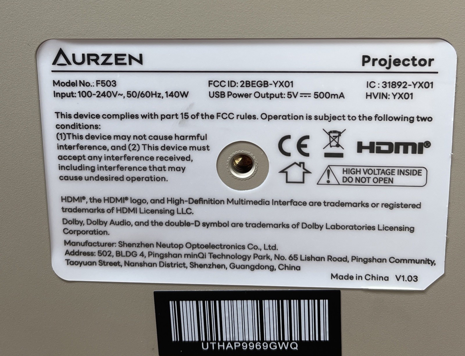 DEFECTIVE BOOM 3 Projector with 360 Rotatable G3D
