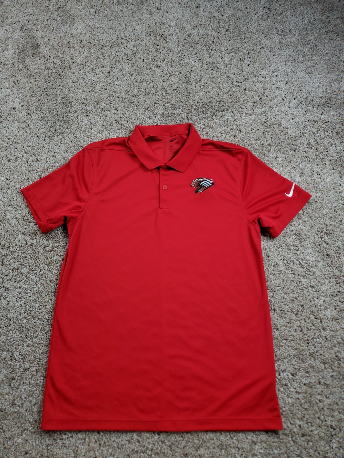 Fresno Grizzlies Polo Shirt Small Mens Red Nike Dri-Fit Short Sleeve