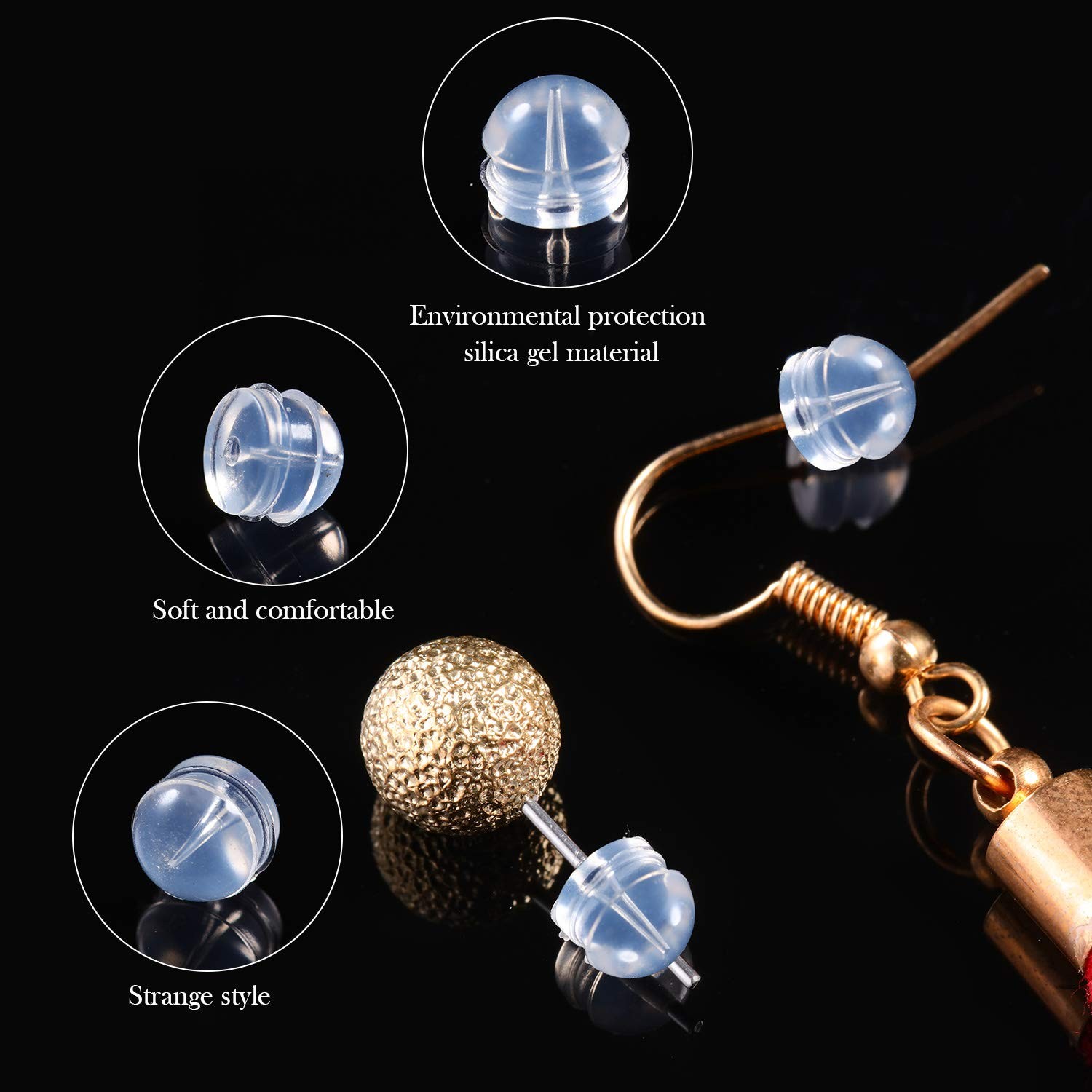100 Pieces Clear Earring Backs Hamburger Shaped Safety Backs Secure Locking