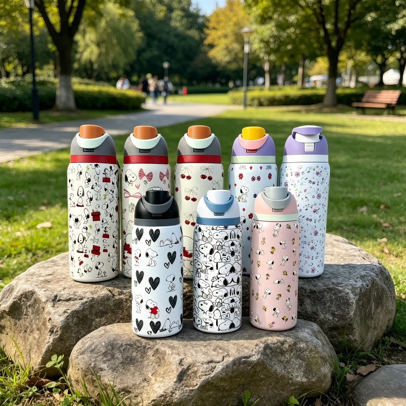 Snoopy Stainless Steel Insulated FreeSip Portable Water Bottle