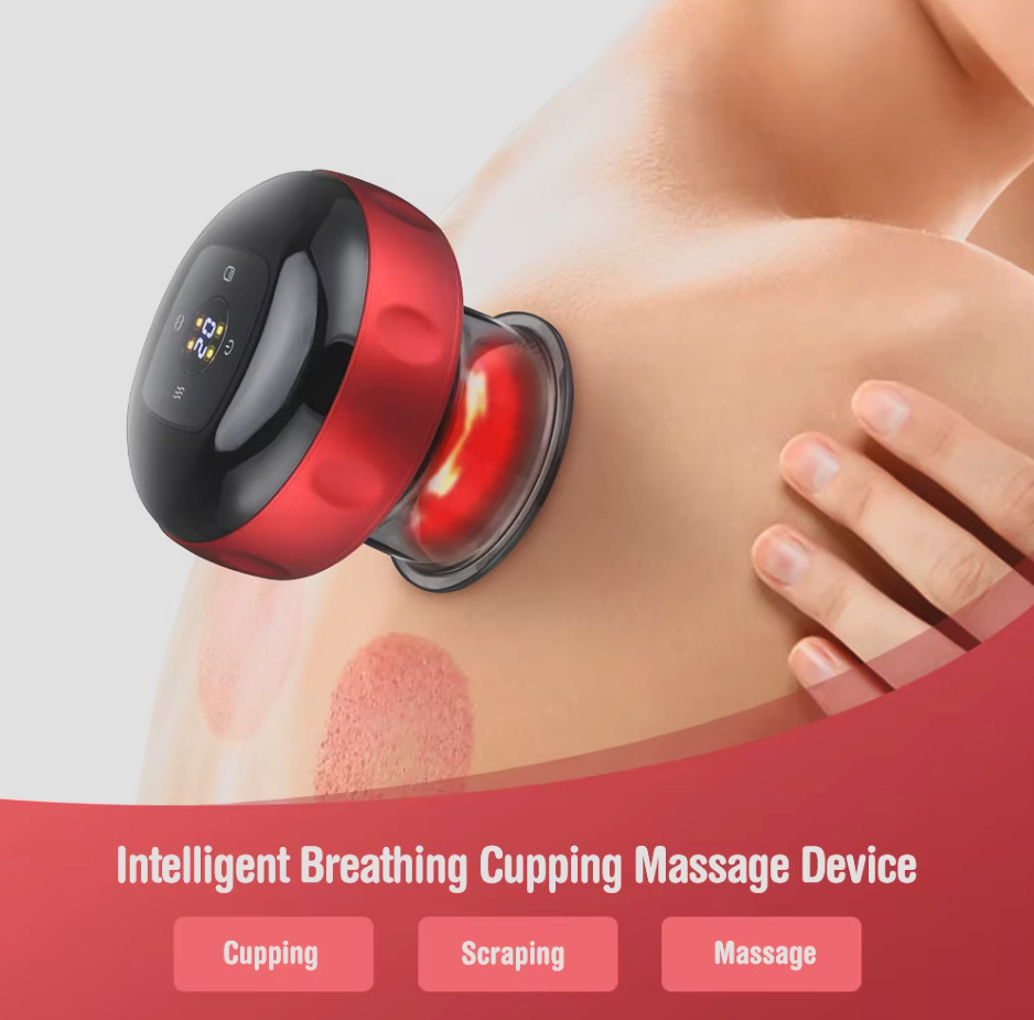 Electric Cupping Massager Machine Red Light Therapy Vacuum Massage USB Recharge