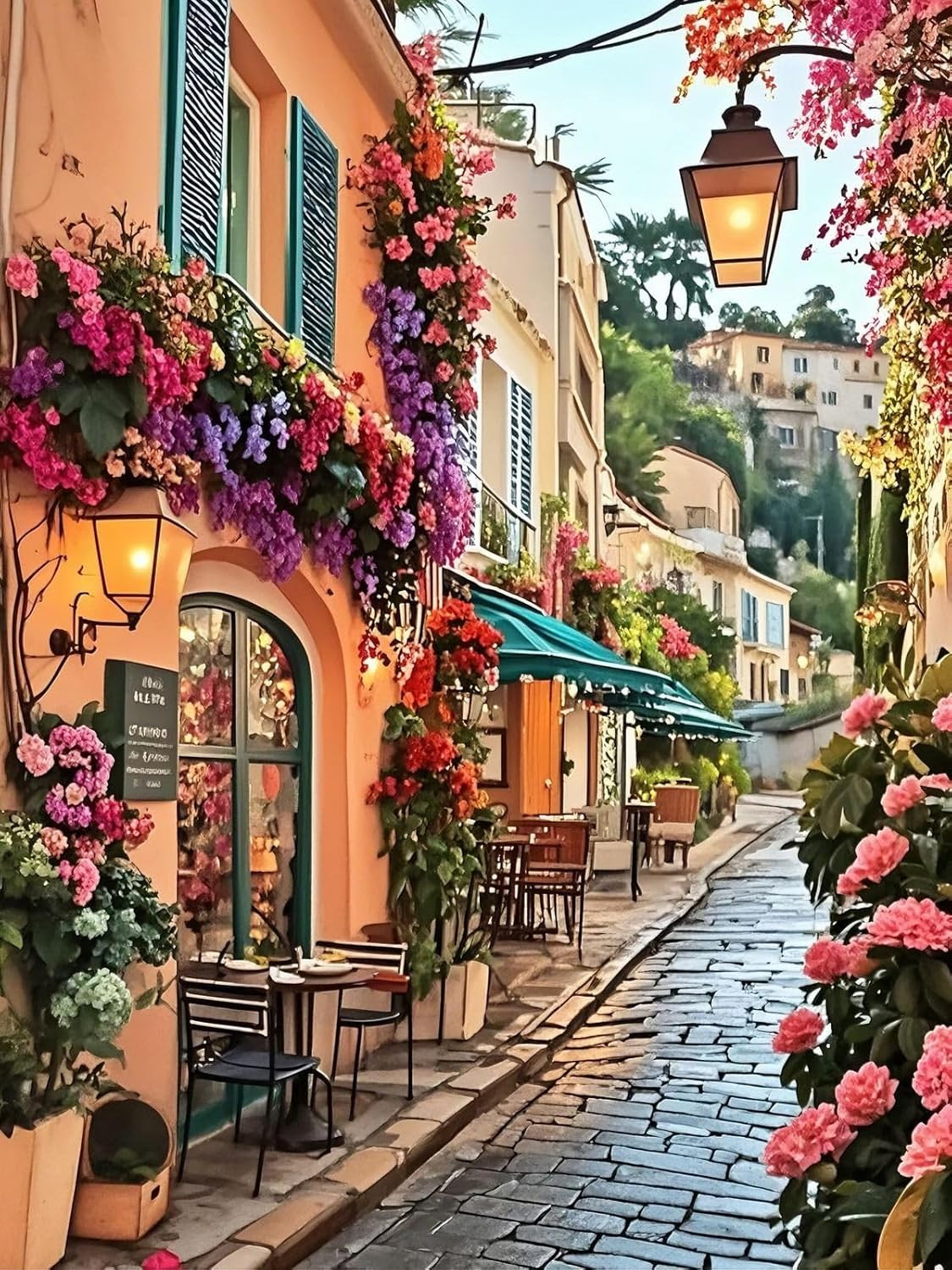 Landscape Diamond Art Kits for Adults, Flowers Street Scenery Diamond Painting..