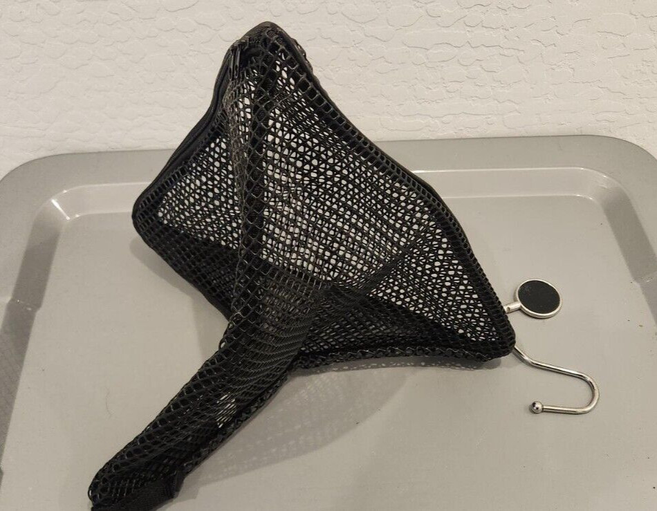 New! Triangle Zippered Hanging Black Mesh Bag for Outdoor Camping Picnic Table