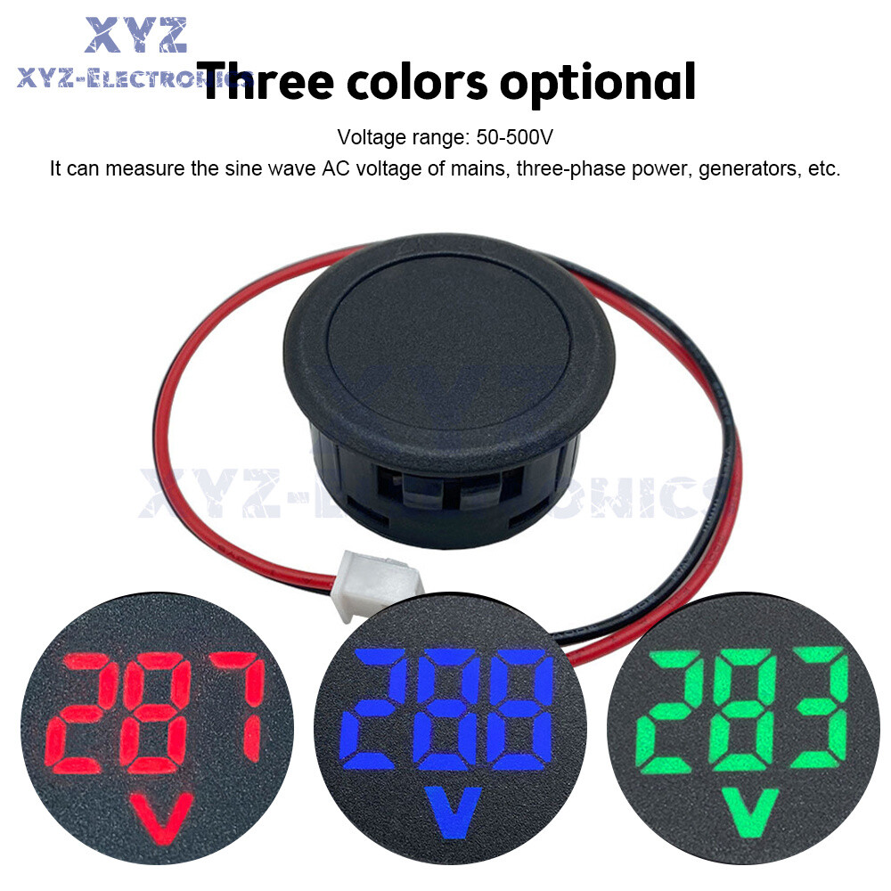 AC 50-500V Voltmeter LED Display Digital Panel Meter Voltage Indicator Red Blue