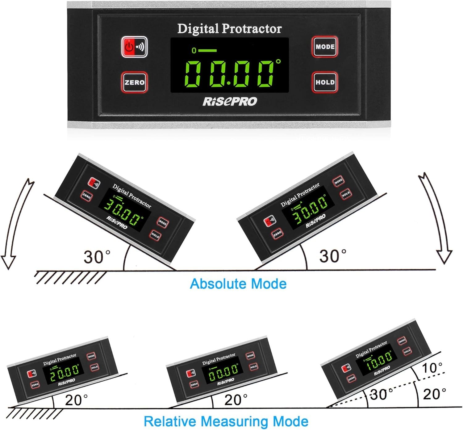 Inclinometer, Digital Protractor Angle Finder Level Inclinometer Magnetic V-G...