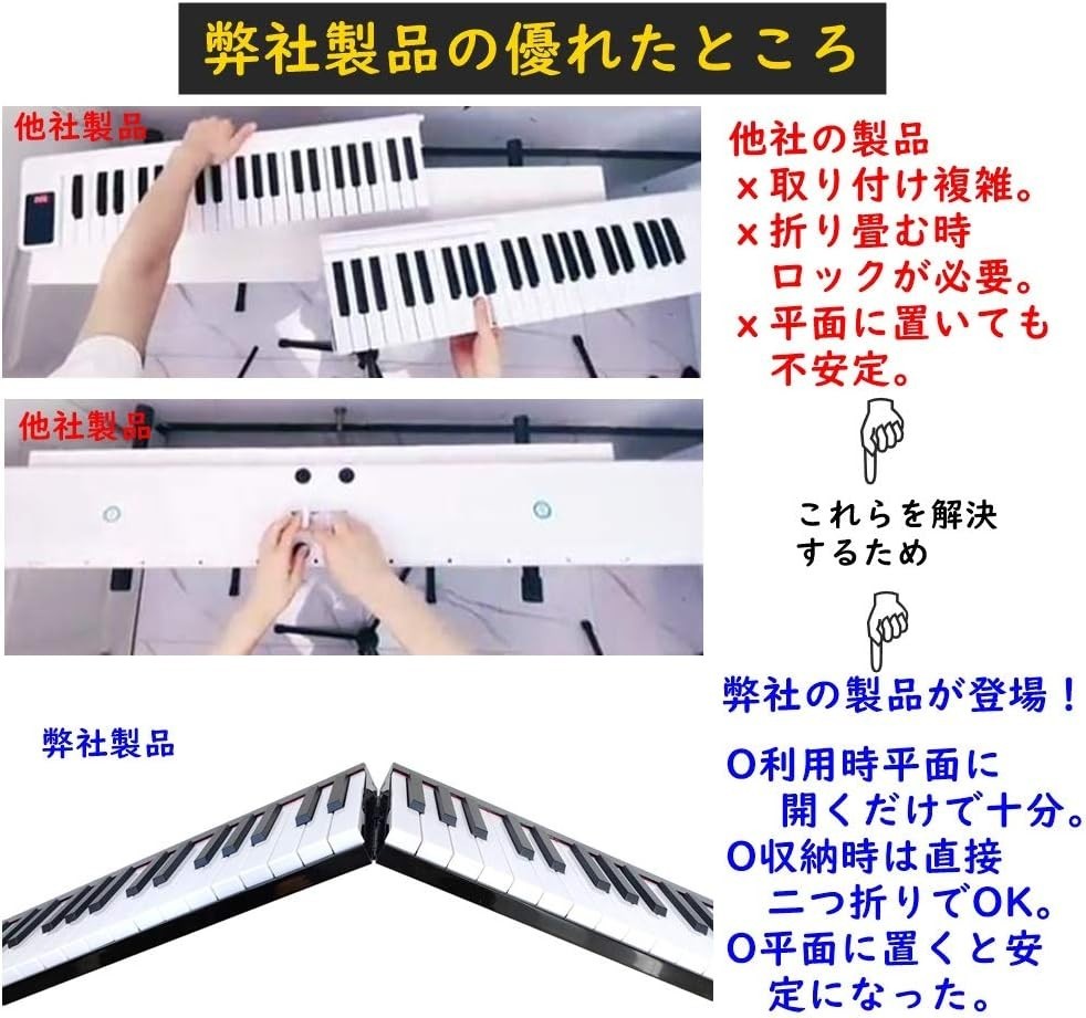 Longeye FOLD Digital Piano, 88 Keys, Foldable Black New