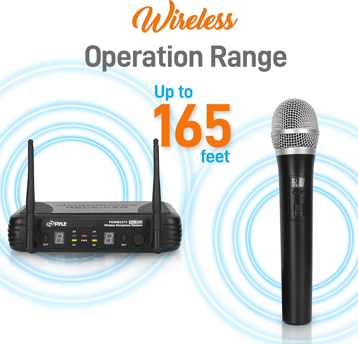 PRO Wireless Microphone System - Dual UHF, 2 Handheld Mics, 8 Channels