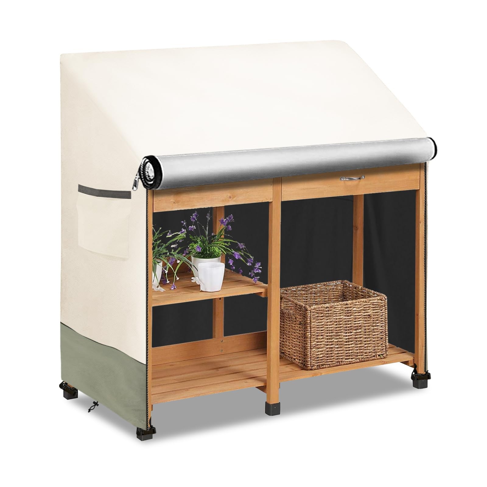 Outdoor Garden Potting Bench Table Cover with Split Zipper,Heavy 600D Duty Wa...
