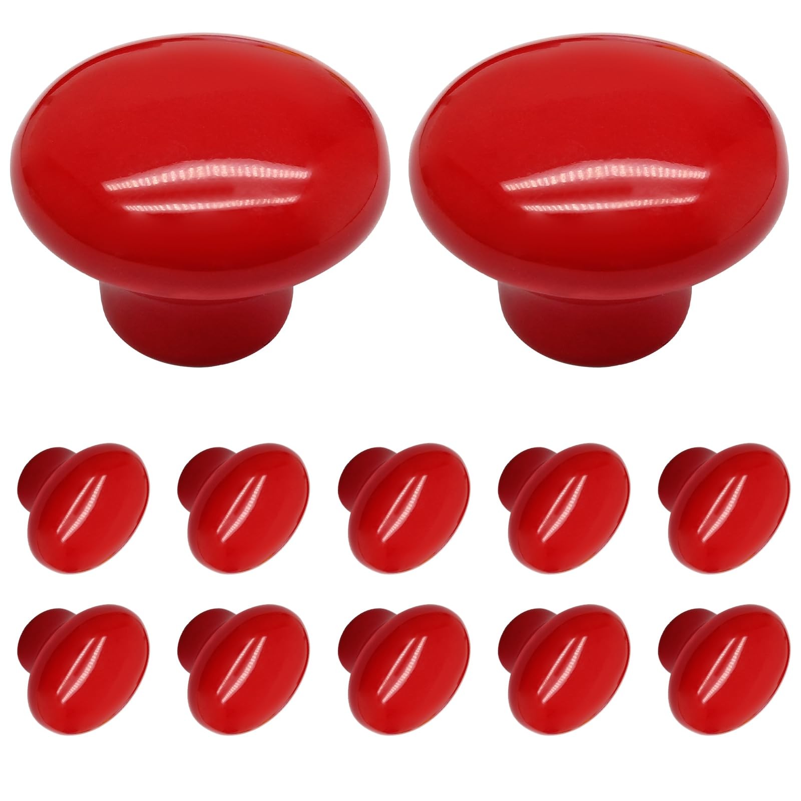 Biaungdo 10 Pack Red Ceramic Kitchen Cabinet Knobs Pulls, 32 mm/1.26 Inch