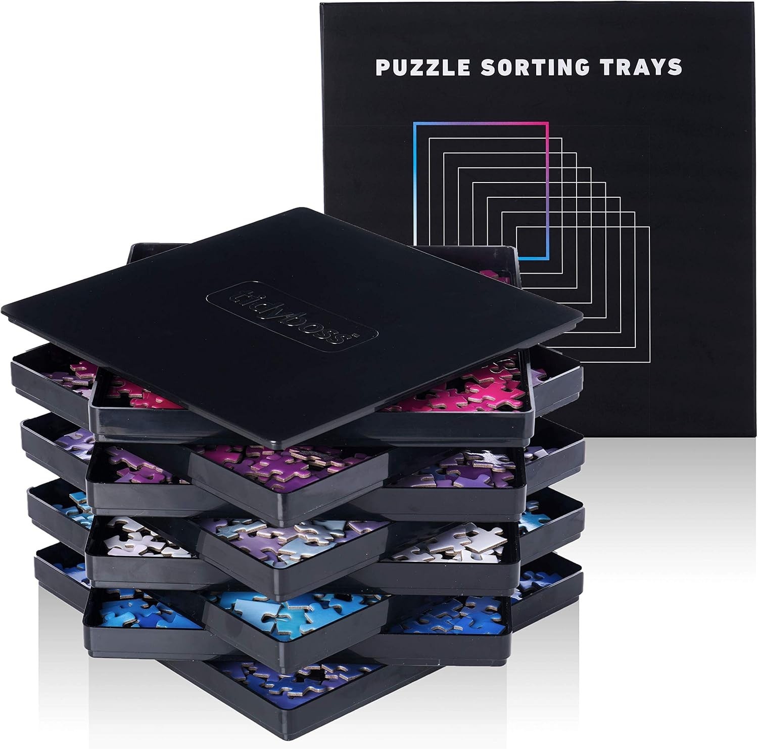 Stackable 8-Piece Puzzle Organizers with Lid - Perfect for 2000-Piece Puzzles