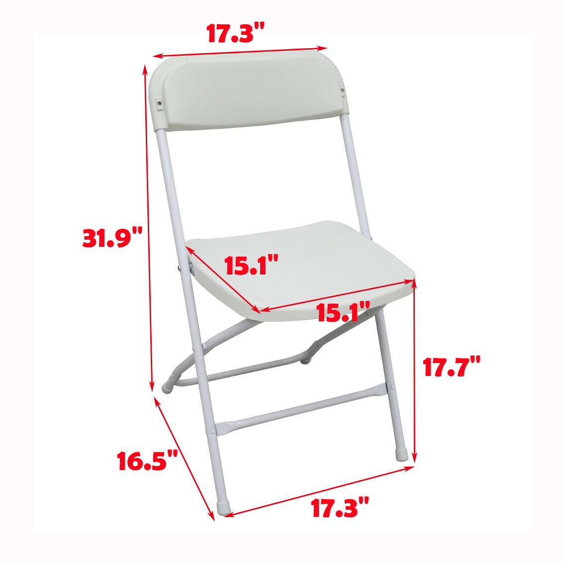 5 Pack White Plastic Commercial Folding Stackable Chairs Plastic + Iron Material
