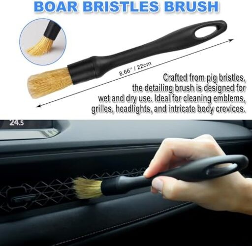 7PCS Car Detailing Brush Set - Ultra Soft Boars Hair - Car Interior Detailing