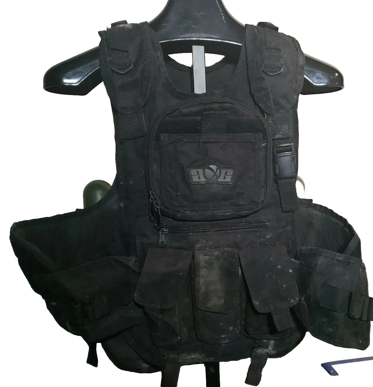 Global Paintball Gun Tactical XL Vest 4 Olive Green 140 Pod Feeder Loader Hopper