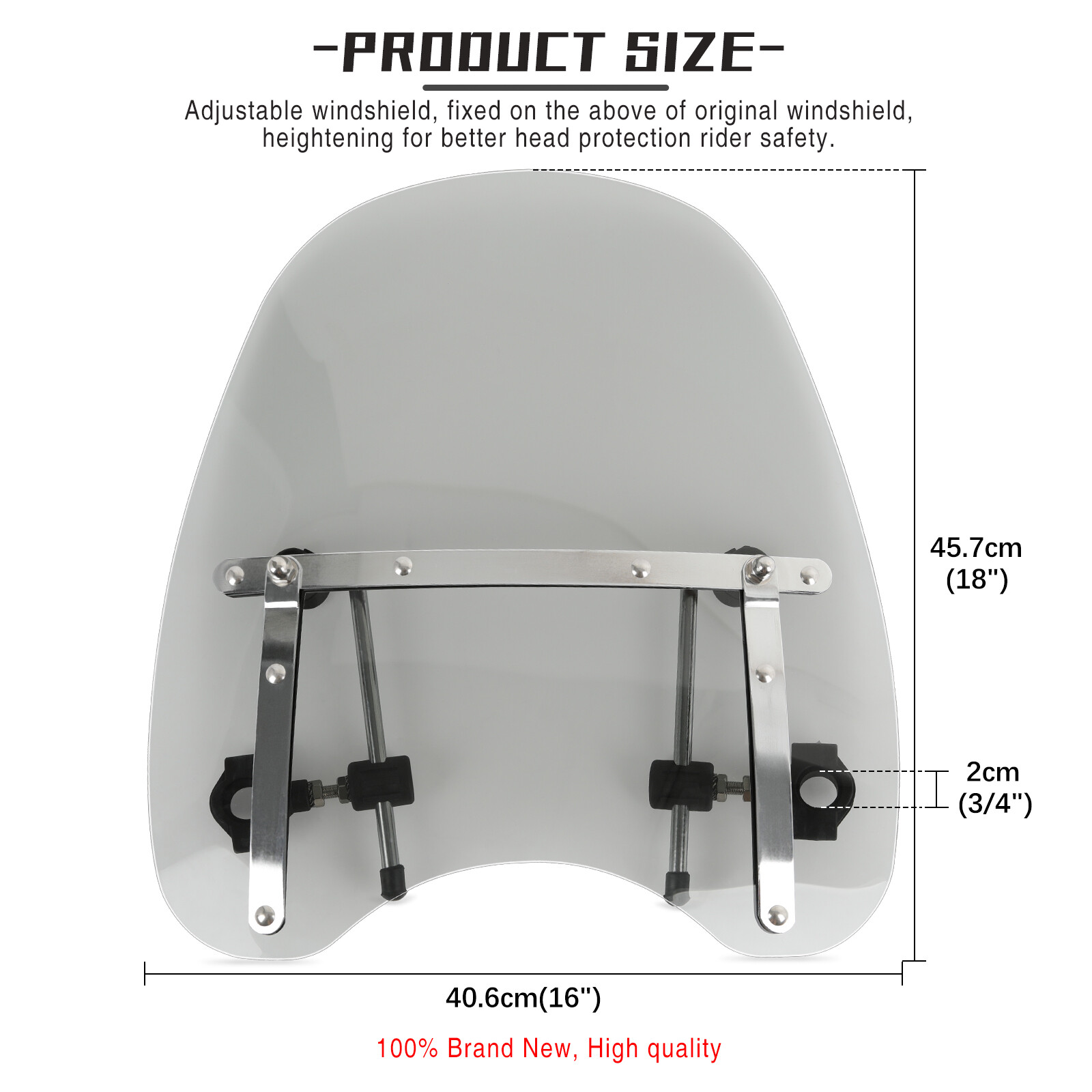 For Harley Wide Glide 18x16" Windshield Windscreen Large Smoke 7/8 1" Handlebars