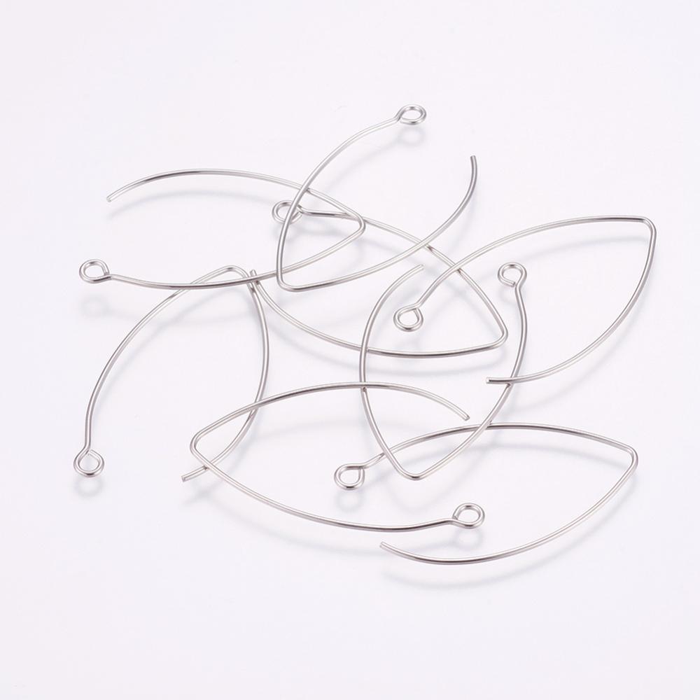 Marquise Long Hook Earwires Ear Wires Stainless Steel Earring Findings Set 10