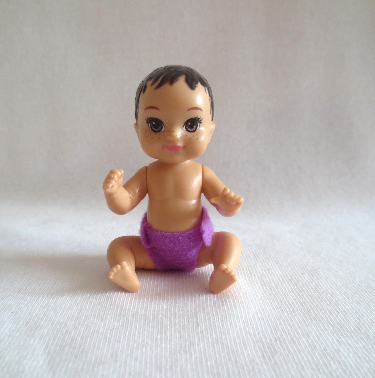 NEW Barbie Skipper Babysitter Doll Brown Hair Asian Baby Freckles Purple Diaper