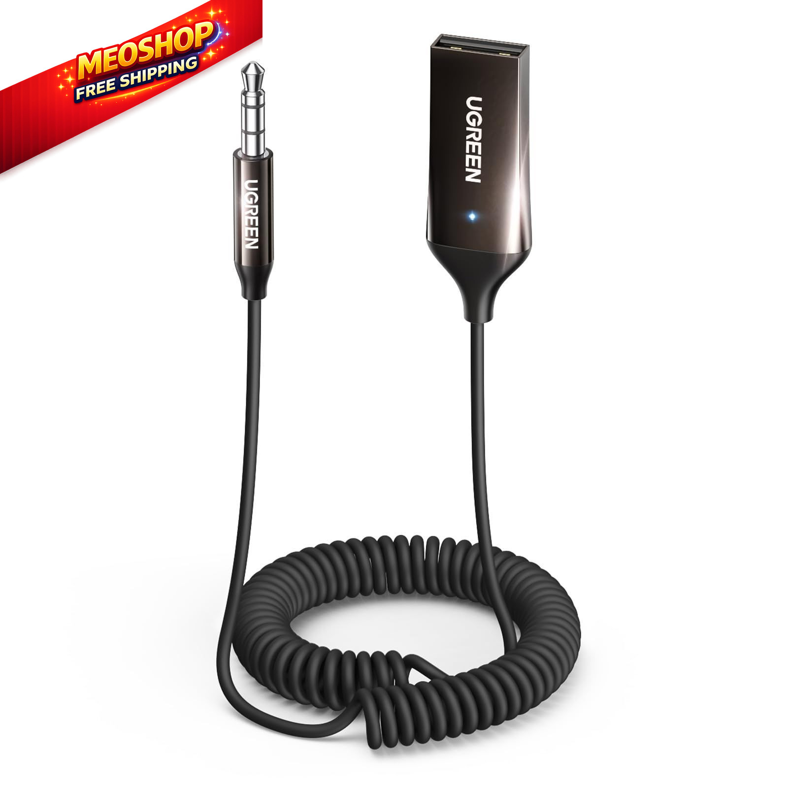 UGREEN Aux to Bluetooth 6.0 Adapter 2.76 IN * 6.3 * 0.67 IN, Dark Grey