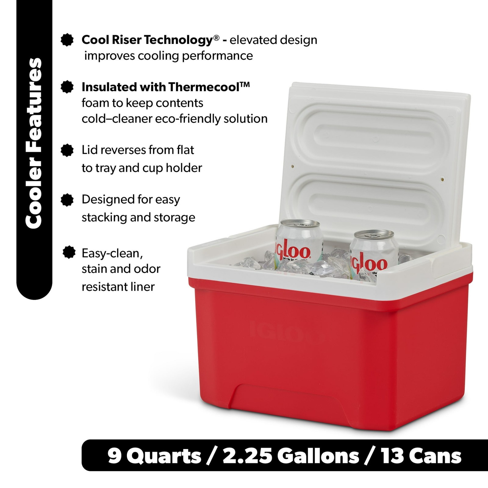 Igloo 9 QT Laguna Ice Chest Cooler, Red