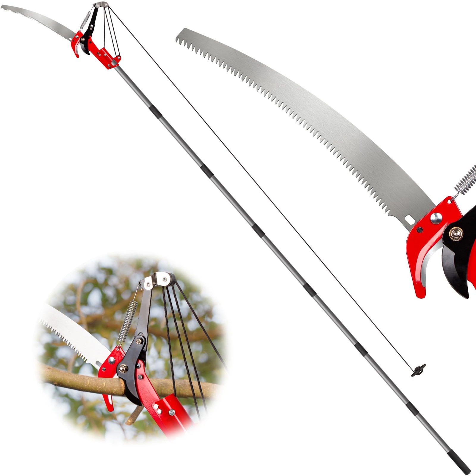 10FT Pole Saw for Tree Trimming Manual Steel Blade Scissors Long Handle