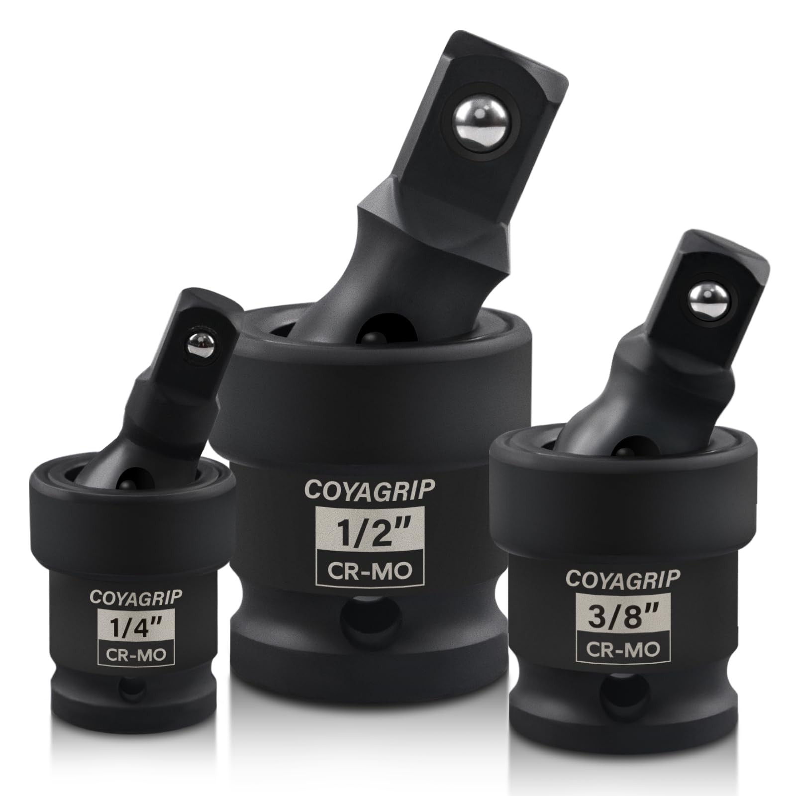 Impact Universal Joint Swivel Socket Set, 3-Piece 1/2'', Black