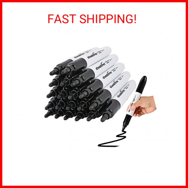 cloudriver Jumbo Size Permanent Markers, Black, 20 Pack, Large Permanent Markers