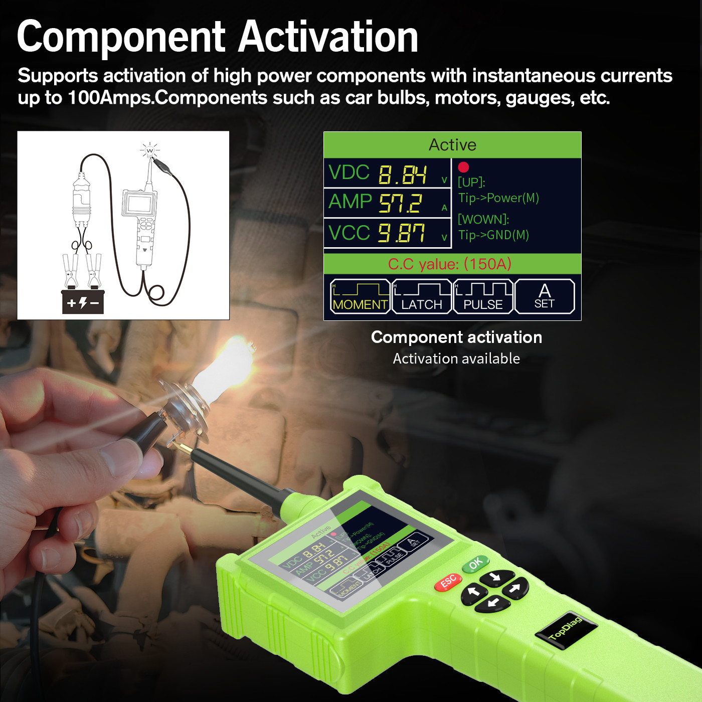 TOPDIAG P200 Pro Circuit Detector Power Fuel Injector For 9V-48V Car Truck Boat
