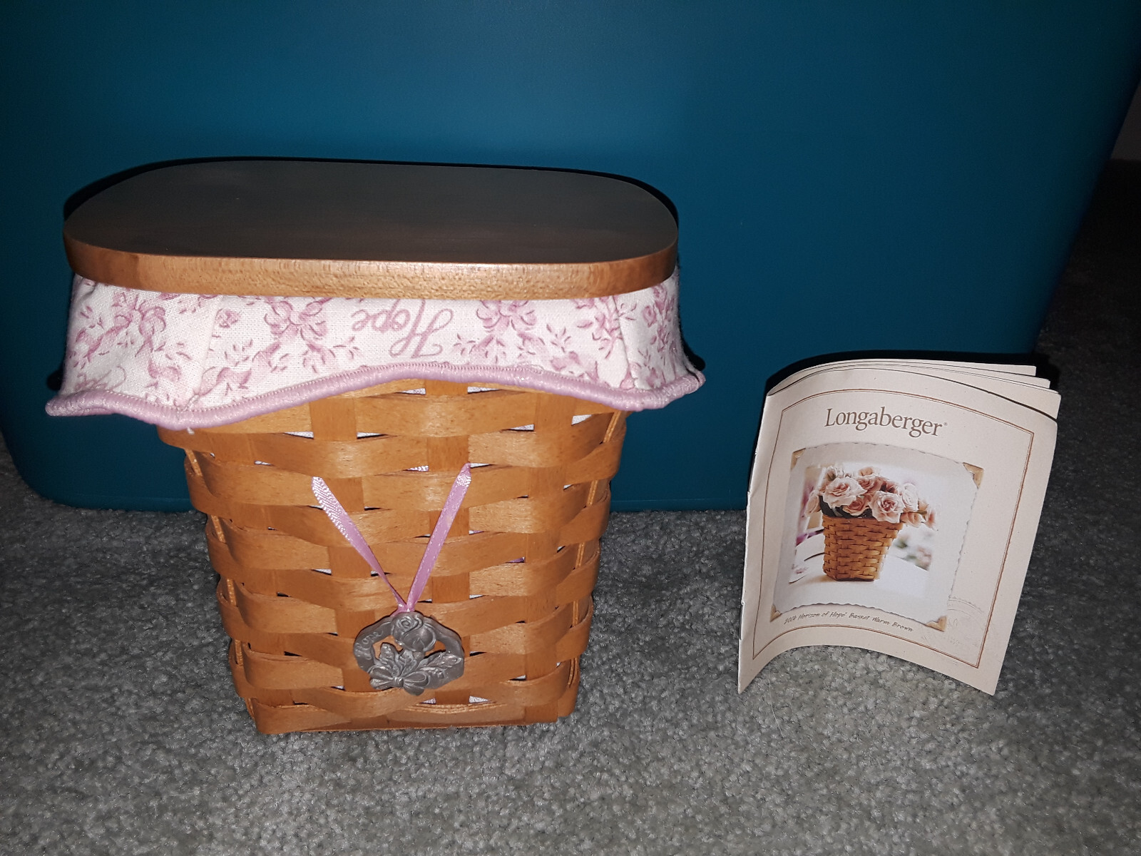 NEW LONGABERGER 2004 HORIZON OF HOPE BASKET WARM BROWN COMPLETE