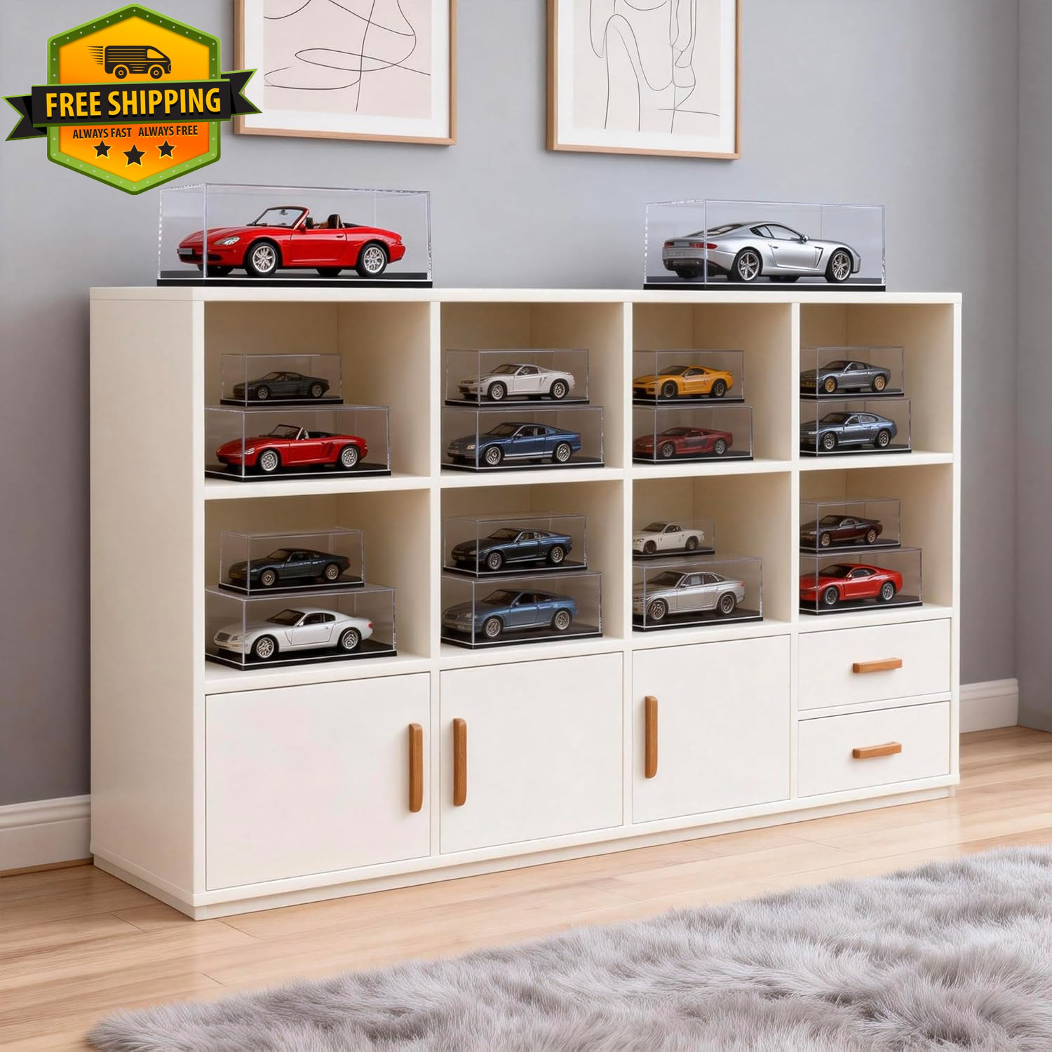 1:18 Scale Acrylic Model Car Display Case Stackable Dustproof Collectible Box
