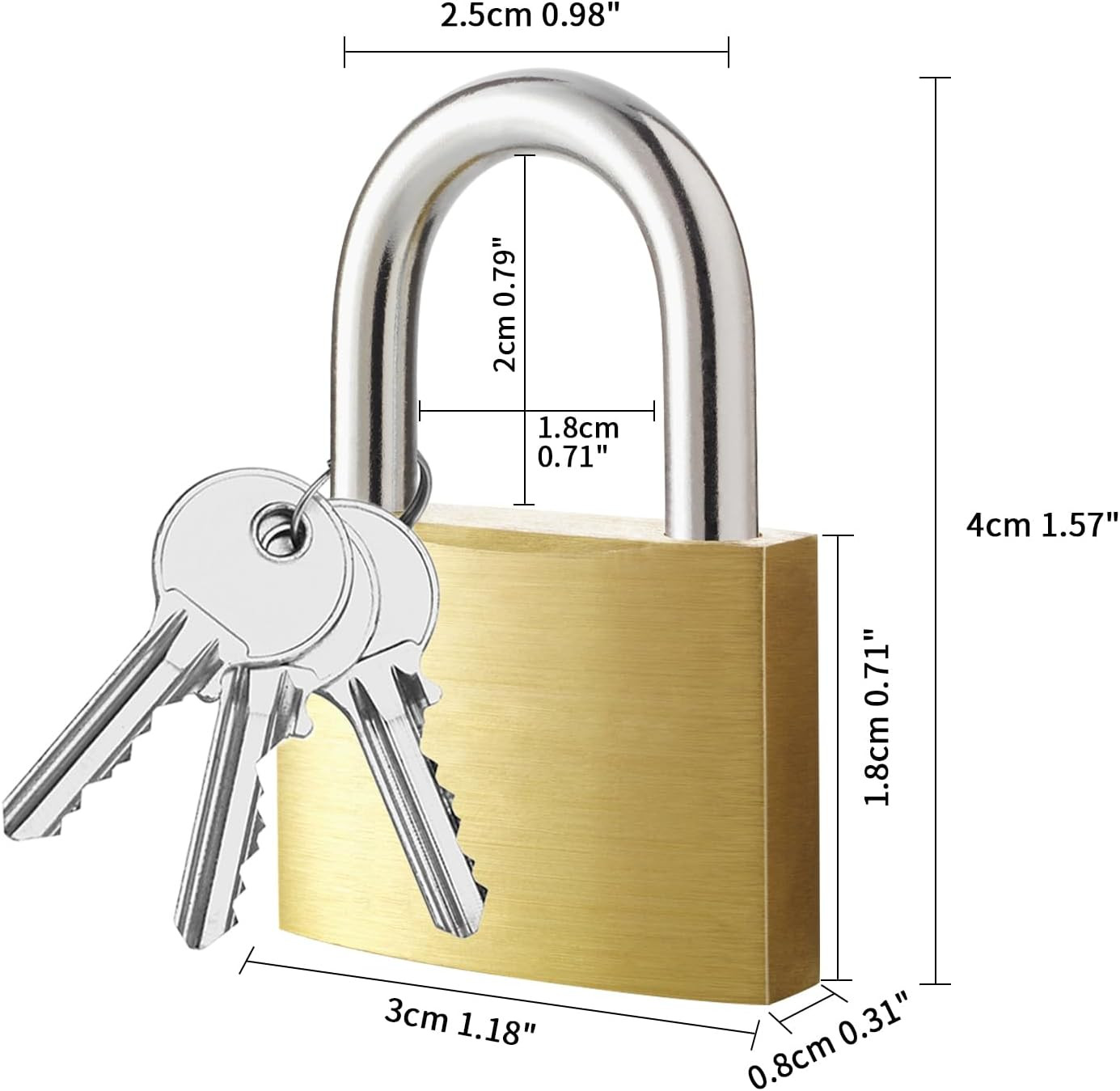 4Pcs Solid Brass Padlock with Key, Small Pad Lock with Key, Padlocks with 12 Sam