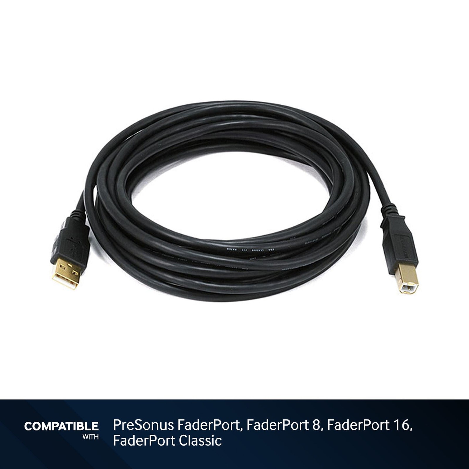 15-foot USB Cable for PreSonus FaderPort, FaderPort 8, FaderPort 16