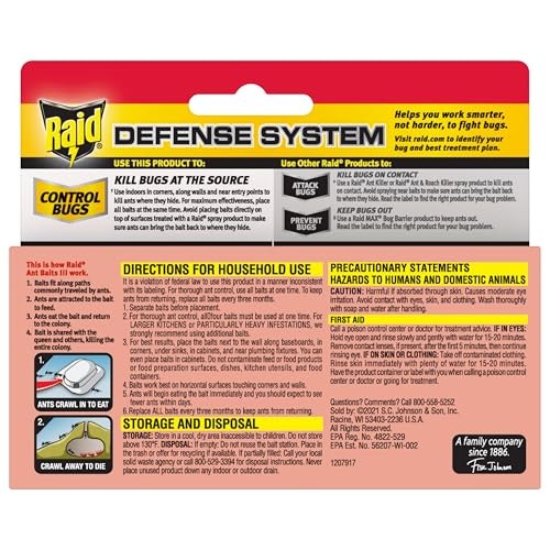 Raid Ant Killer Baits, For Household Use, Kills the Colony, 4 Count, White