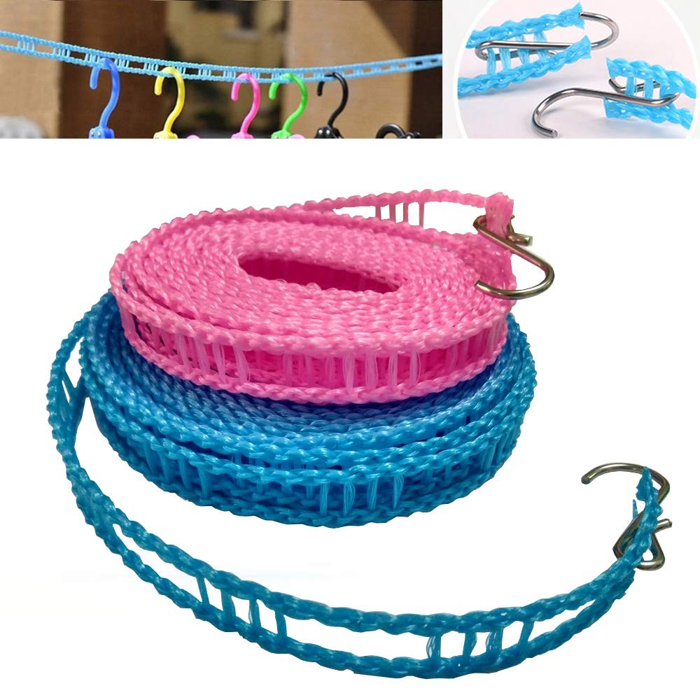 2 Pack Nylon Clothesline Windproof Clothes Drying Rope Travel Clothes Line Po