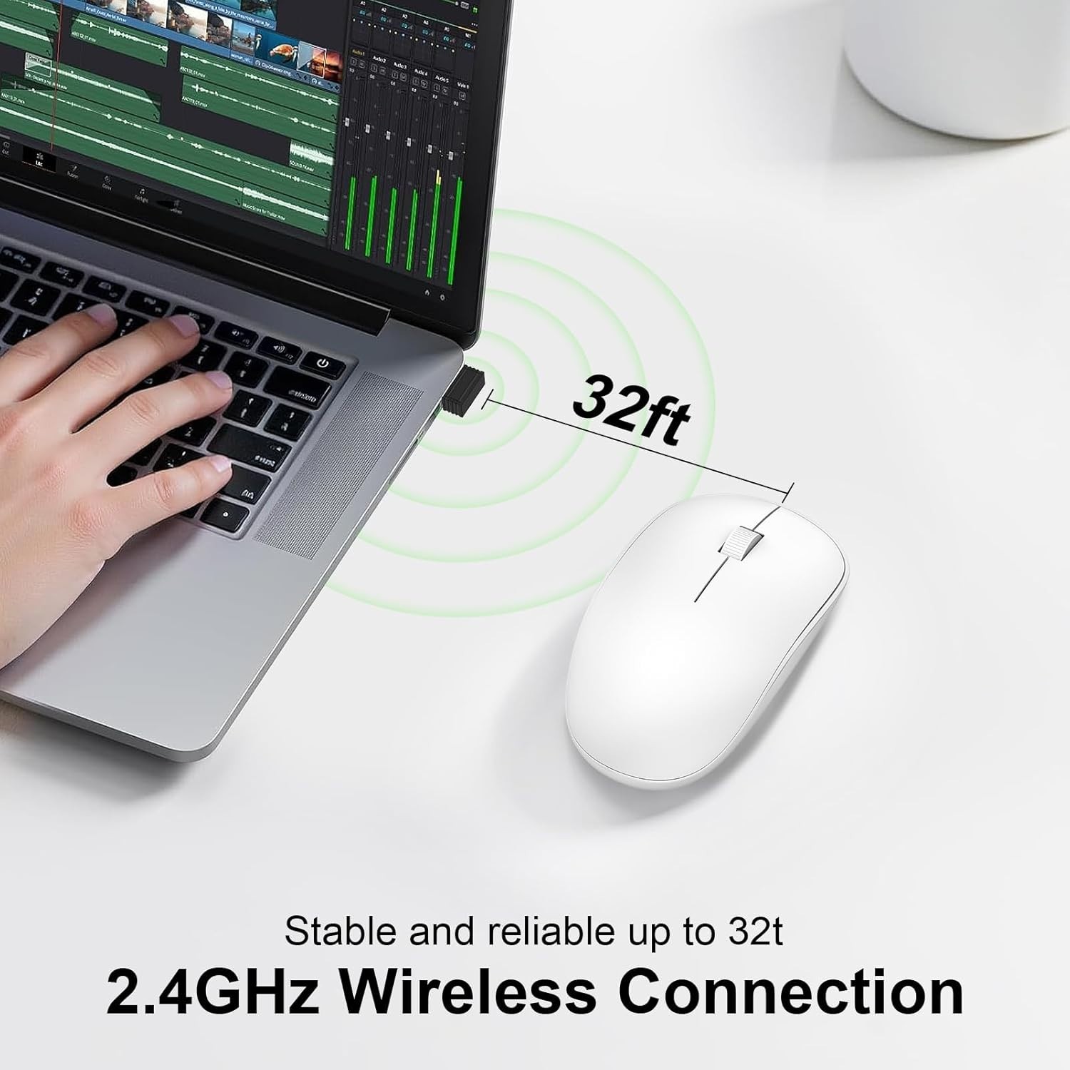 Quiet Optical Wireless Mouse with Long Battery Life - Ideal for Work & Study
