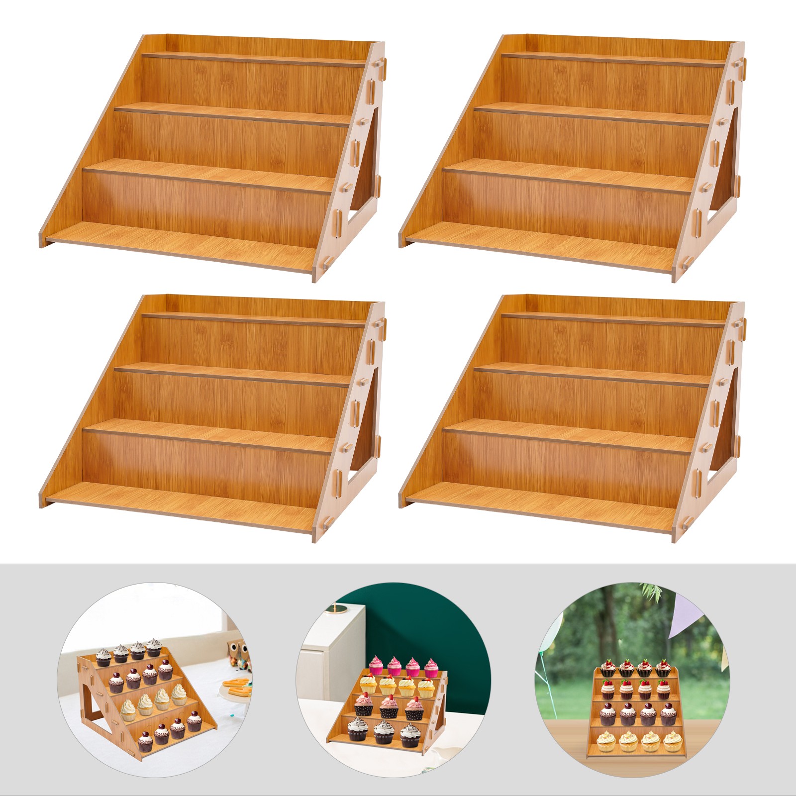 4 Pcs Retail Display Rack, 4 Tier Display Rack, Tabletop Display Stand