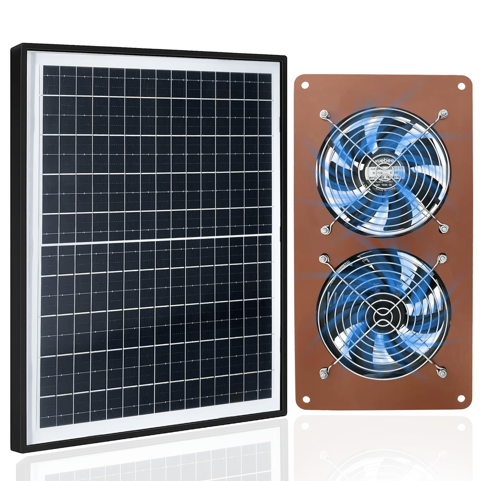 20W Solar Powered Fan Kit for Chicken Coops, Greenhouses, Sheds, IP67 Waterproof