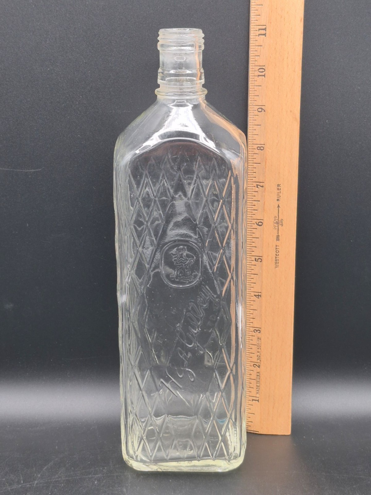Vintage Embossed H&A Gilley Ltd. Gin Bottle, 11"