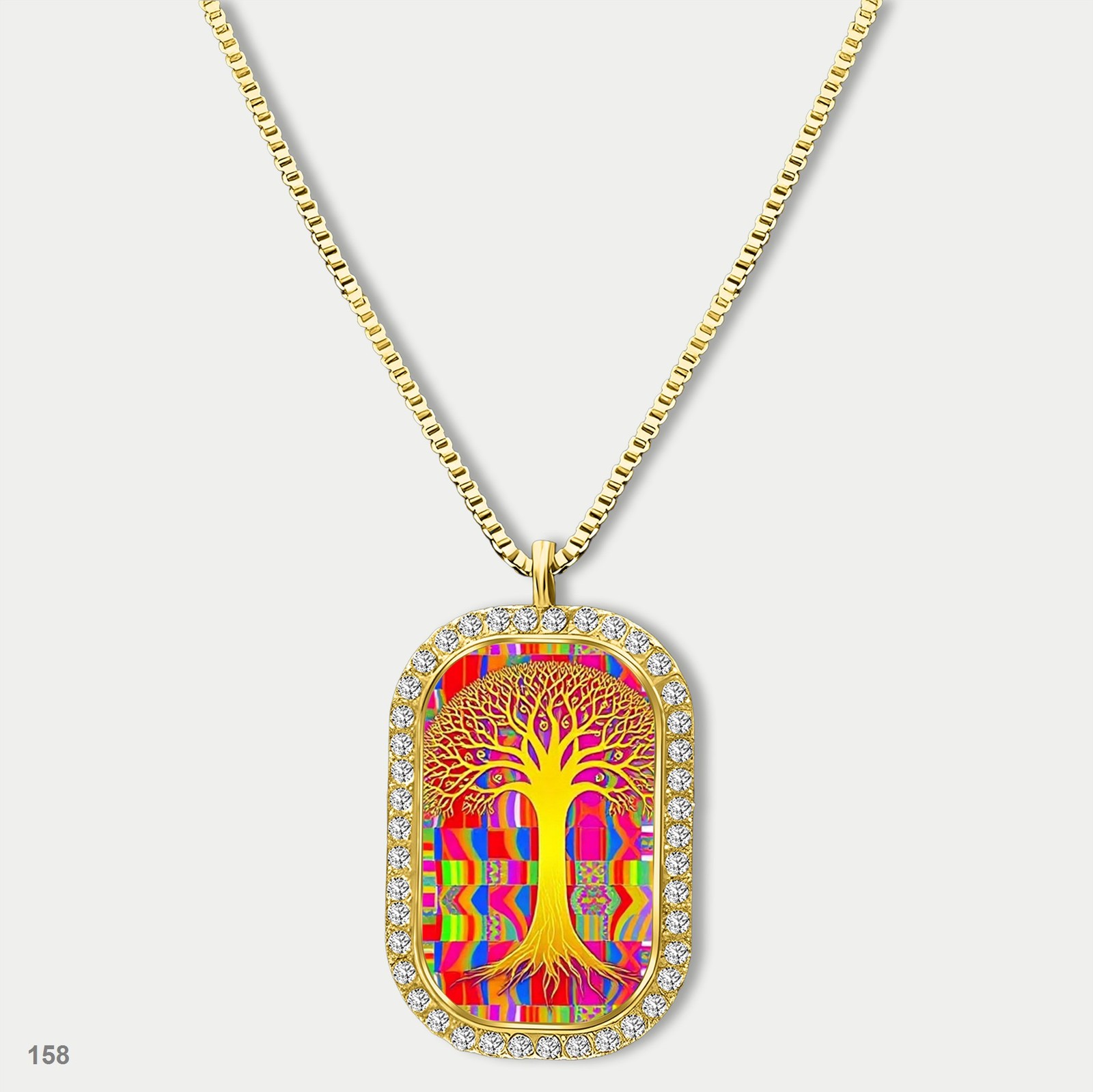 Amazing Colorful Tree of Life Pendant Necklace Chain Image Dog Tag Chain Gift De