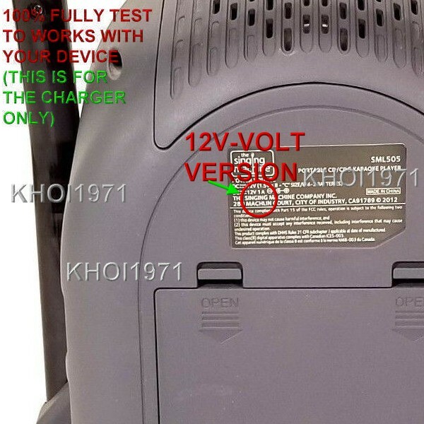 12V-VOLT Wall AC adapter power for SML505 The SINGING MACHINE Karaoke system